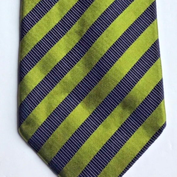 Altea green with navy stripes all Silk Tie.Made in Italy 🇮🇹 - Picture 4 of 9
